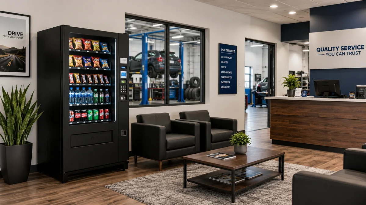 A well-stocked vending machine ready to serve a busy workplace